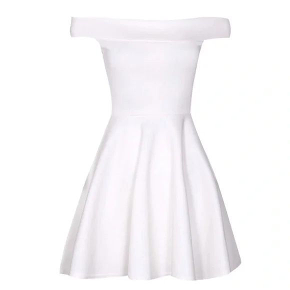 Boohoo | Dresses | Off The Shoulder Skater Dress White Ivory | Poshmark Boohoo | Dresses | Off The Shoulder Skater Dress White Ivory | Poshmark